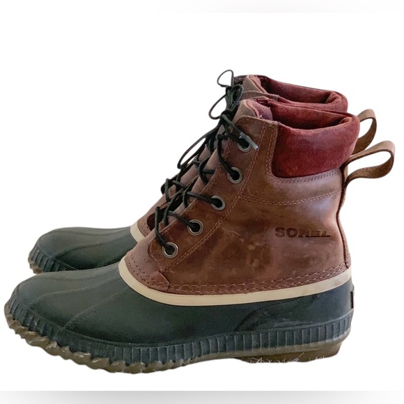Sorel Men's Cheyanne Lace-up Waterproof Leather Duck Boots Size 8.5 Brown - Picture 2 of 8